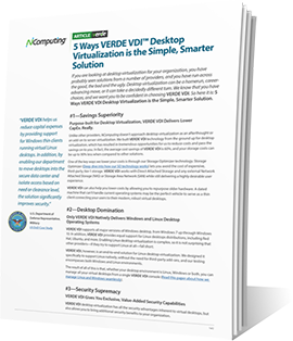 5 Ways VERDE VDI™ Desktop Virtualization is the Simple, Smarter Solution